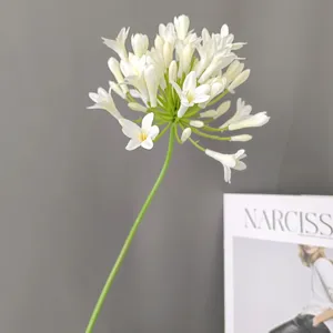 Fiore di agapanto bianco artificiale a stelo singolo per arredamento di casa e hotel.