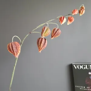 Branche de physalis artificielle fausse lanterne chinoise tige de deco en detail