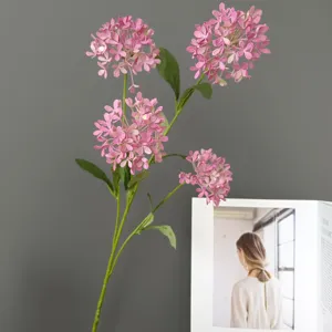 Rama de flores de hortensia rosa artificial simulación decoración floral del hogar boda