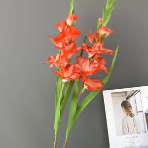 Lifelike artificial gladiolus long branch flowers, perfect for home decor and wedding arrangement.