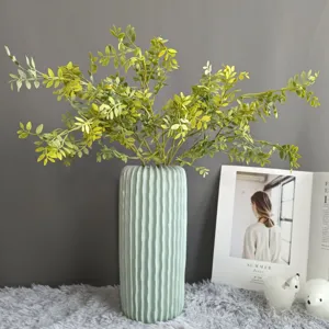 Fogliame artificiale vaso in ceramica verde decorazione casa con rami di foglie gialle