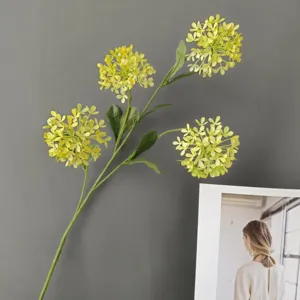 Rama de flor artificial amarilla para decoración del hogar y arreglos florales de bodas.
