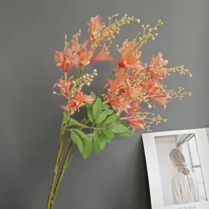 Artificial peach flower branch fake floral decor for home hotel wedding party styling
