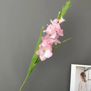 Artificial gladiolus flower long branch fake floral home decor wedding party decoration pink