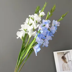 Artificial gladiolus long branch flowers detail view, perfect for home wedding decor.