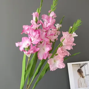 Artificial gladiolus flower stem fake silk floral for home wedding party hotel room decor