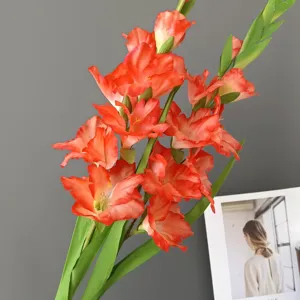 Artificial gladiolus flower long branch fake floral decoration for home wedding hotel interior