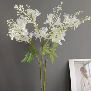 Artificial white bamboo flowers for home decor, wedding, and hotel floral arrangement.