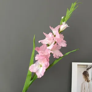 Artificial Gladiolus long branch pink faux flower for home decor wedding party hotel styling 1pc