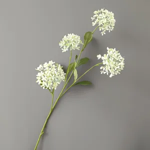 Detalle del tallo de flor de hortensia artificial, decoración floral realista para el hogar y bodas.