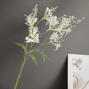 Artificial white oleander flower branch fake floral stem for home hotel wedding party decor