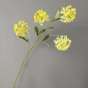 Rama de flor de hortensia amarilla artificial, decoración floral realista para el hogar y bodas.