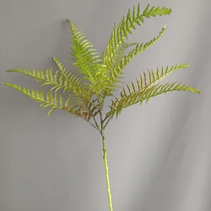 Artificial fern leaf single branch soft rubber plant for home wedding decor detail view