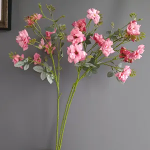 Nordic Cream Style Artificial Rose Flower Branch Silk Wild Rose For Home Decor Wedding Party Simulation Plant