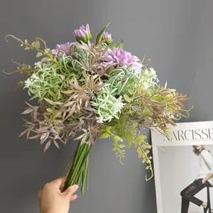 Artificial dahlia flower bouquet detail shot, perfect for home decor and photo props.