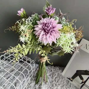 Artificial dahlia flower bouquet Nordic home decor wedding photography props faux floral arrangement