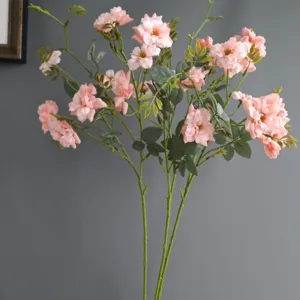 Nordic artificial pink wild rose flower bouquet for home decoration and wedding party