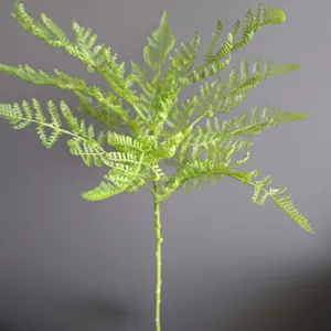 Artificial silicone fern plant single branch for home decor, hotel wedding and interior landscaping.