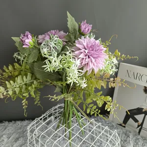 Artificial dahlia flower bouquet Nordic style home decor photography prop fake floral arrangement