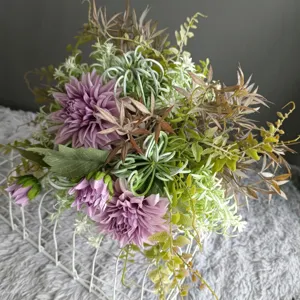 Artificial dahlia flower bouquet simulation plant home decoration photography props detail.