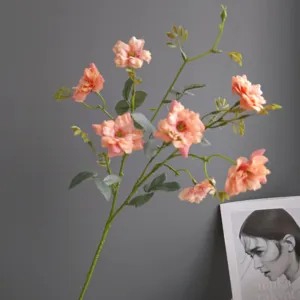 Nordic cream style artificial small rose branch fake flowers for home wedding decoration.