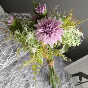 Artificial dahlia flower bouquet Nordic home decor wedding photography props floral arrangement