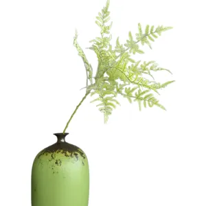 Pianta di felce artificiale ramo singolo gomma morbida decorazione casa vaso verde nordico