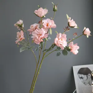 Artificial Nordic wild rose camellia fake flowers for indoor home decor and floral arrangement.