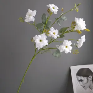 Artificial white rose branch flower stem for home decor, floral arrangement detail shot
