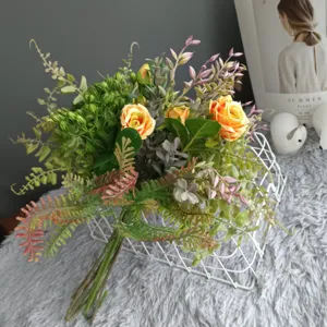 Bouquet de fleurs artificielles de rose décoration intérieure nordique mariage table