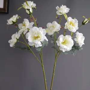 Artificial white camellia flowers faux rose bouquet for home decor and indoor styling.