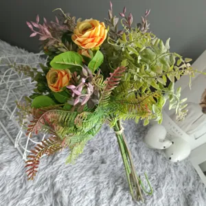 Bouquet de fleurs de roses artificielles pour décoration de maison de mariage