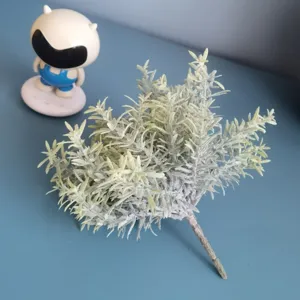 Artificial rosemary plant bunch flocking fake grass greenery home decor floral arrangement branch