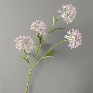 Rama de hortensia artificial Morandi morada flor falsa para decoración de hogar boda al por mayor