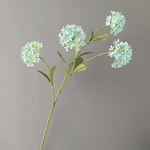 Hermosa rama de flor de hortensia artificial Morandi azul bola de nieve para decoración de boda