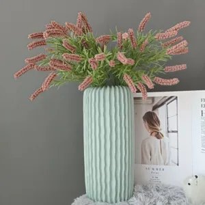 Künstlicher Blumenstrauß Salbei Vase Heimtextilien nordischer Stil rosa Blumen blaue Keramik