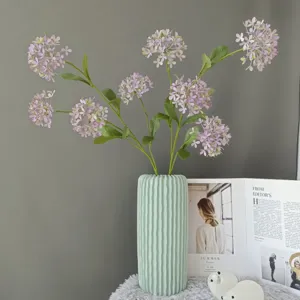 Flor de hortensia de seda artificial simulación bola de nieve florero Morandi detalle
