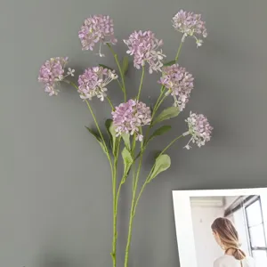 Flor artificial de hortensia bola de nieve rama morada Morandi decoración hogar