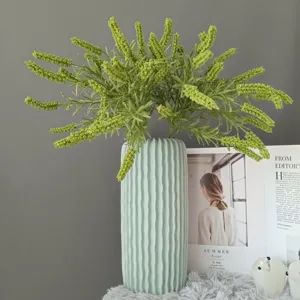 Kunstblumen Salbei Blumenstrauss mit geriffeltem Vase skandinavische Heimdeko Blumengedeck