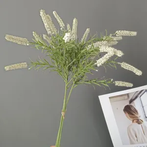 Kunstblumen Strauß Salbei Schilf Zweig grüne Pflanze Blumenarrangement für Heimtextilien Hochzeit.