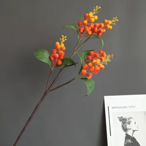 Artificial foam berry branch fake fruit for Nordic home decor hotel wedding floral arrangement detail.