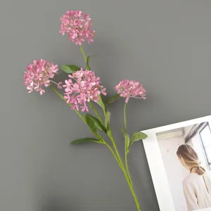 Rama de flor de hortensia rosa artificial vista detallada para decoración del hogar diseño de bodas.