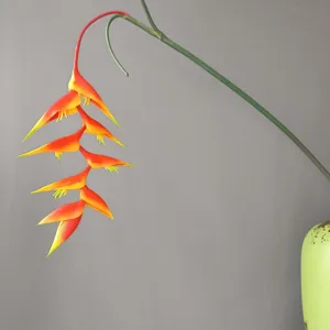Flor artificial de Heliconia tallo largo colgante garra de langosta planta decoración