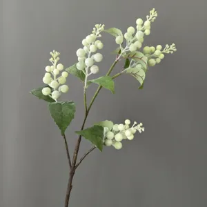 Artificial frosted berry branches green foam fruit fake plant for home and wedding decor