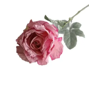Flor de rosa artificial rama individual rosa retro decoración del hogar flor falsa boda fiesta