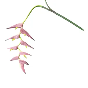 Flor artificial colgante Heliconia goma suave rama larga decoración de bodas
