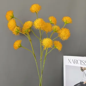 Artificial yellow dandelion allium flower head for home and wedding decorative arrangement.