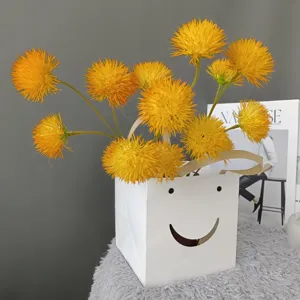 Artificial yellow allium dandelion plush flower ball home wedding party decoration floral