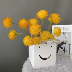 Artificial yellow dandelion sphere flower for home wedding decoration and floral arrangement