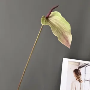 Artificial anthurium flower stem with realistic touch for home decor wedding party and room staging.